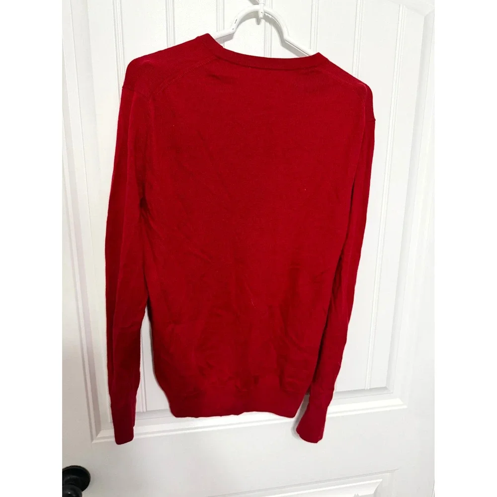 Banana Republic Sweater Mens Medium Red Extra Fine Merino Wool Crewneck
